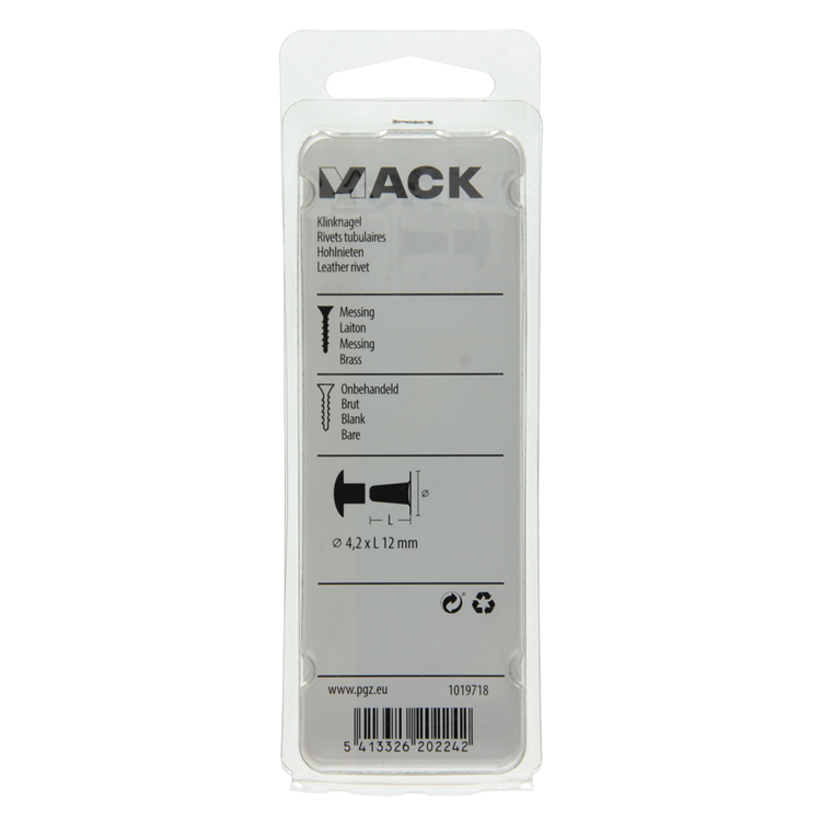 Mack 1019718 - Niete Messing 5 Stück 4,2 x 12 mm | 10 Stück