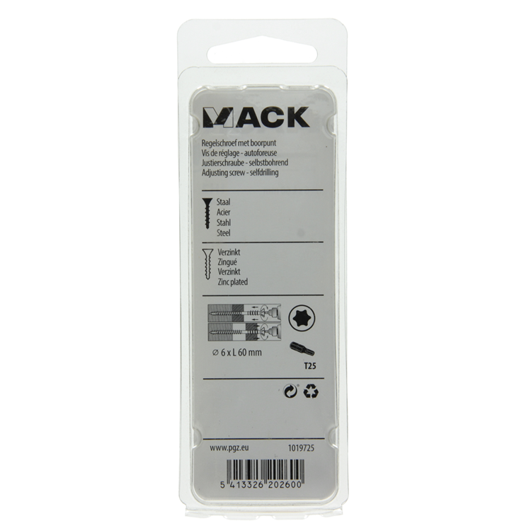 Mack 1019725 - Stellschraube verzinkt 10 Stück 6 x 60 mm | 10 Stück