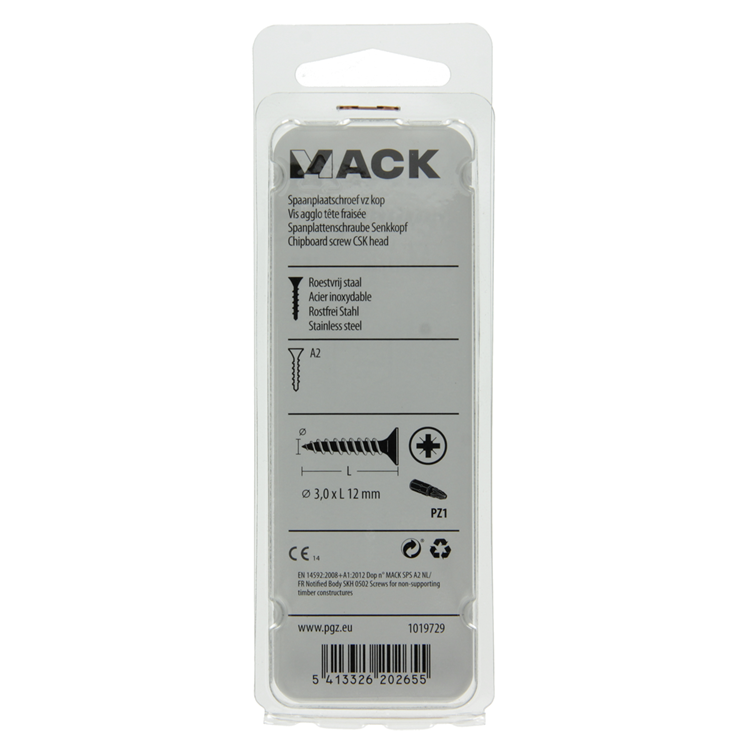 Mack 1019729 – Spanplattenschraube VZ-Kopf Edelstahl 35 Stück 3,0 x 12 mm | 10 Stück