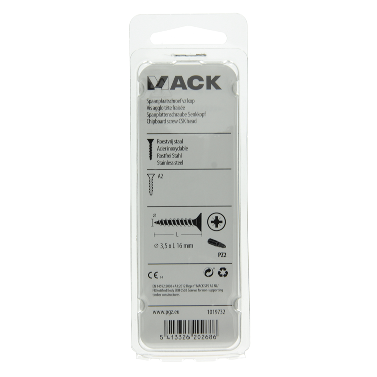 Mack 1019732 - Spanplattenschraube VZ-Kopf Edelstahl 24 Stück 3,5 x 16 mm | 10 Stück