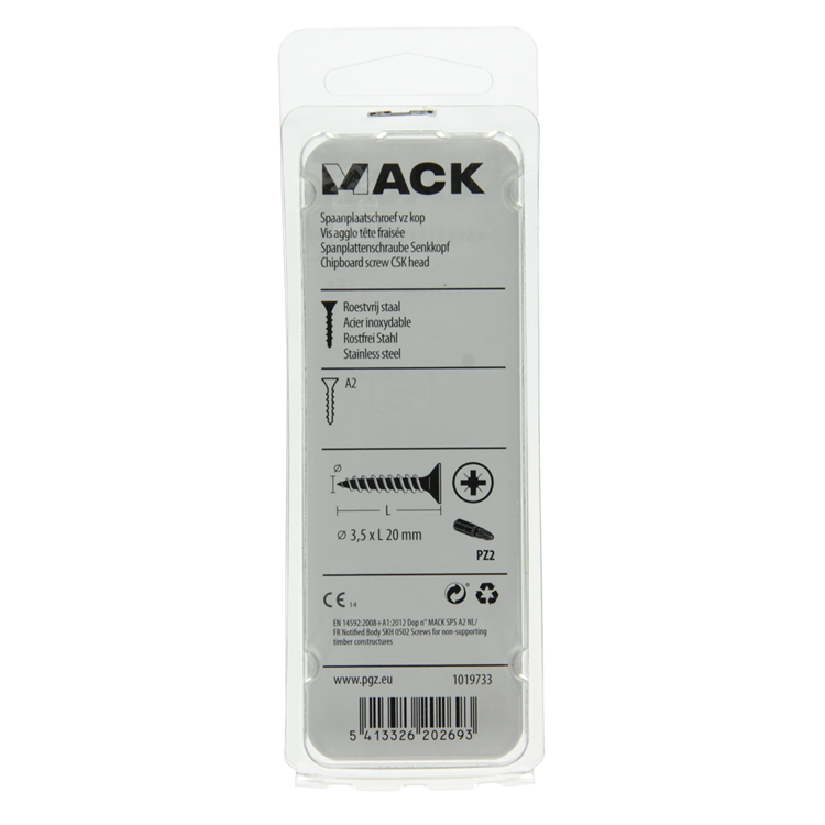 Mack 1019733 - Spanplattenschraube VZ-Kopf Edelstahl 21 Stück 3,5 x 20 mm | 10 Stück