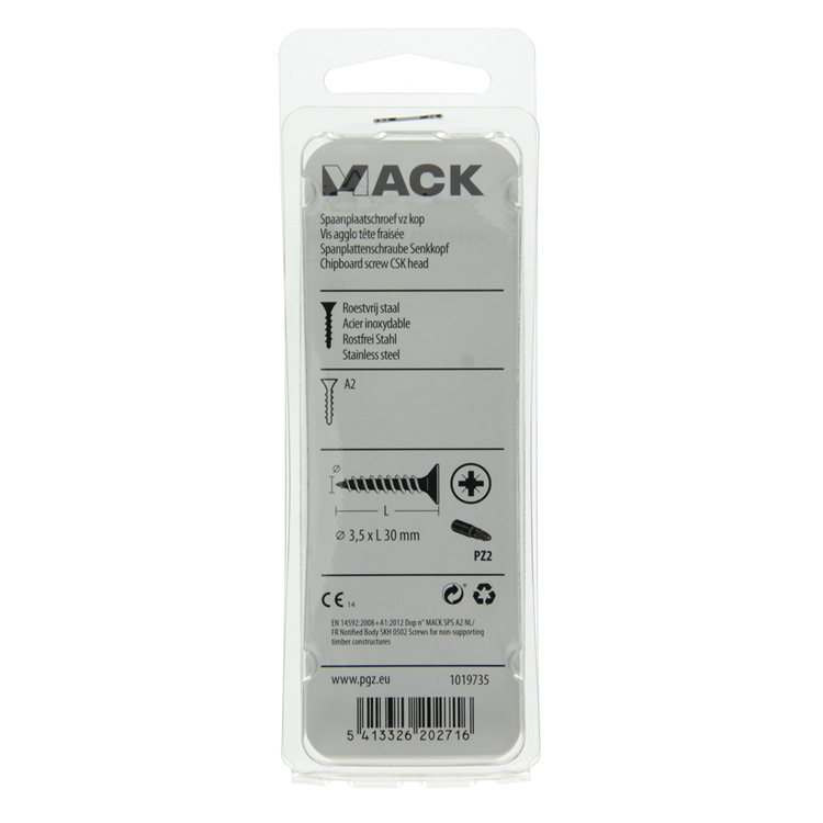Mack 1019735 - Spanplattenschraube VZ-Kopf Edelstahl 16 Stück 3,5 x 30 mm | 10 Stück