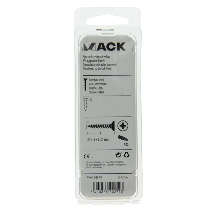 Mack 1019736 - Spanplattenschraube VZ-Kopf Edelstahl 14 Stück 3,5 x 35 mm | 10 Stück