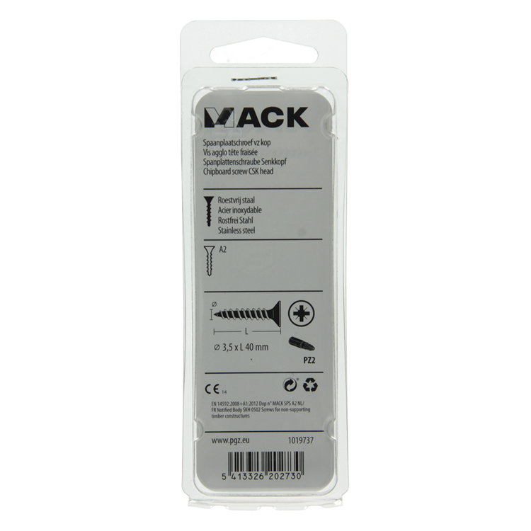 Mack 1019737 - Spanplattenschraube VZ-Kopf Edelstahl 12 Stück 3,5 x 40 mm | 10 Stück