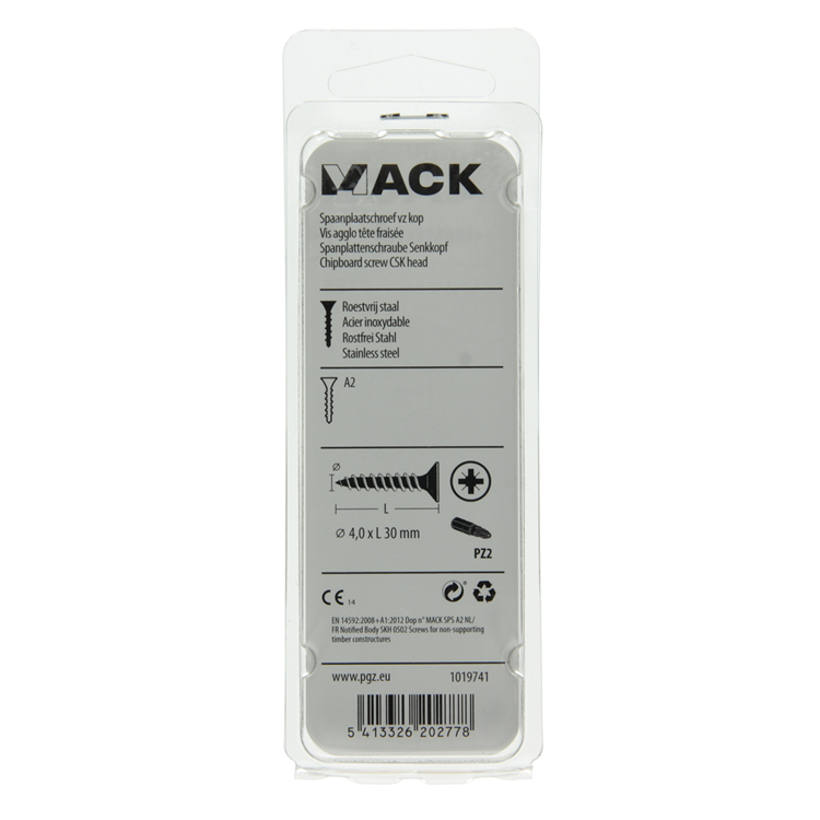 Mack 1019741 - Spanplattenschraube VZ-Kopf Edelstahl 13 Stück 4,0 x 30 mm | 10 Stück