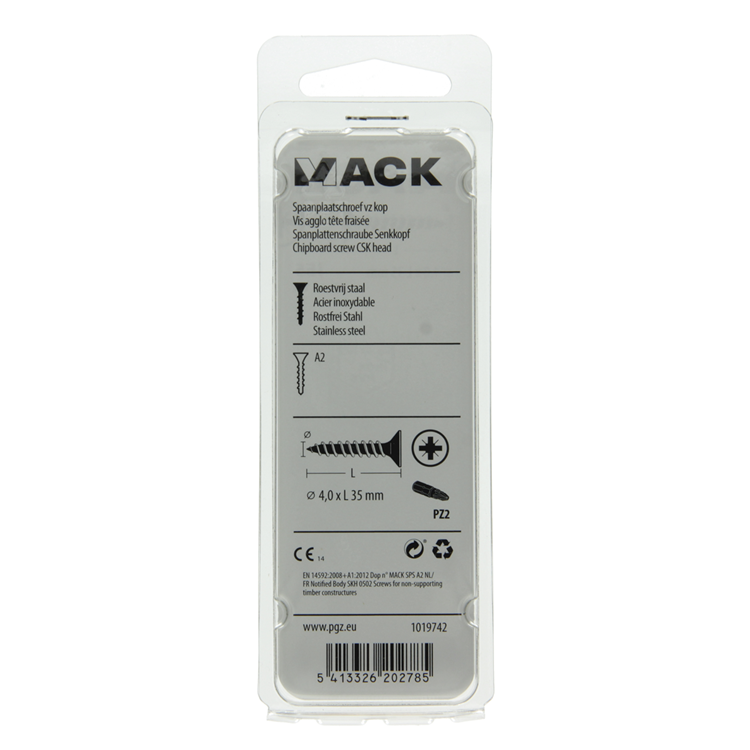 Mack 1019742 - Spanplattenschraube VZ-Kopf Edelstahl 11 Stück 4,0 x 35 mm | 10 Stück