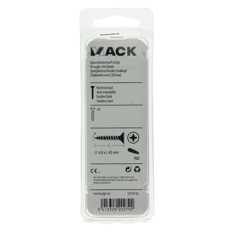 Mack 1019743 - Spanplattenschraube VZ-Kopf Edelstahl 10 Stück 4,0 x 40 mm | 10 Stück