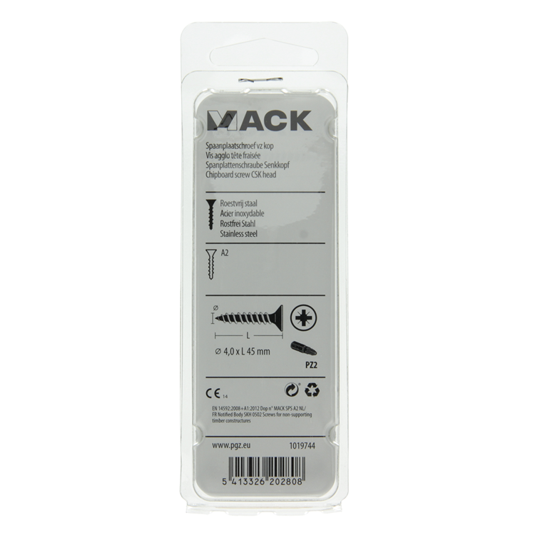Mack 1019744 - Spanplattenschraube VZ-Kopf Edelstahl 9 Stück 4,0 x 45 mm | 10 Stück