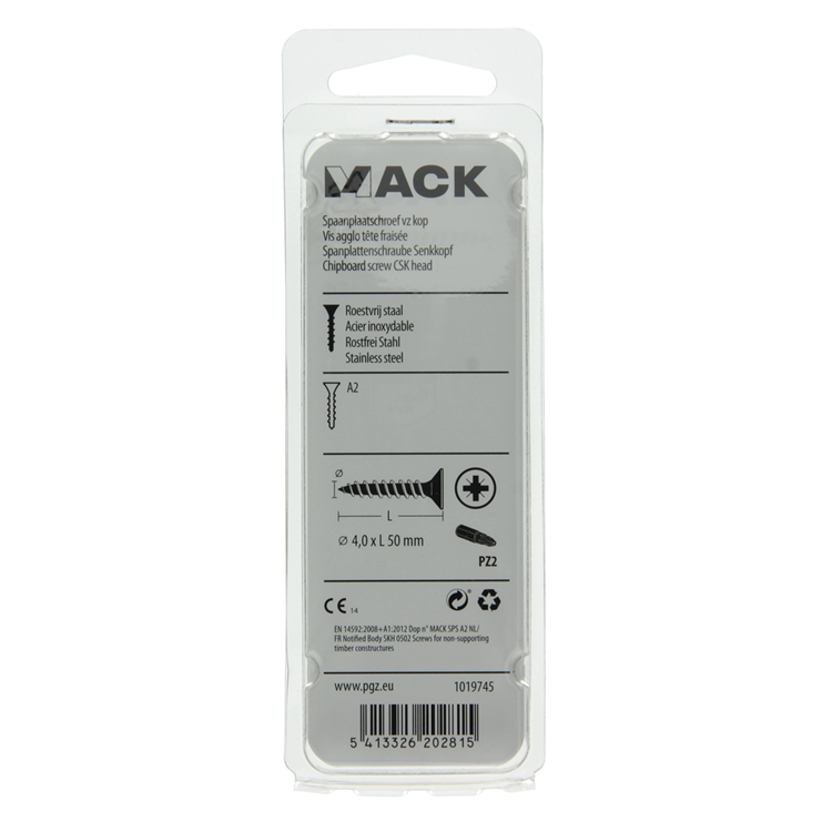 Mack 1019745 - Spanplattenschraube VZ-Kopf Edelstahl 8 Stück 4,0 x 50 mm | 10 Stück