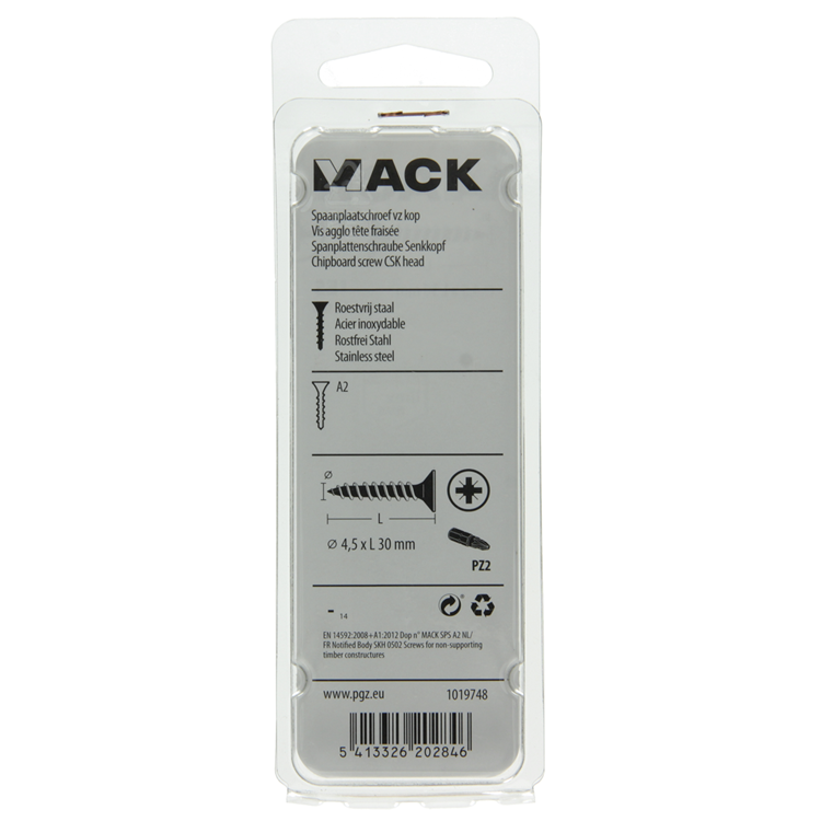 Mack 1019748 – Spanplattenschraube VZ-Kopf Edelstahl 10 Stück 4,5 x 30 mm | 10 Stück