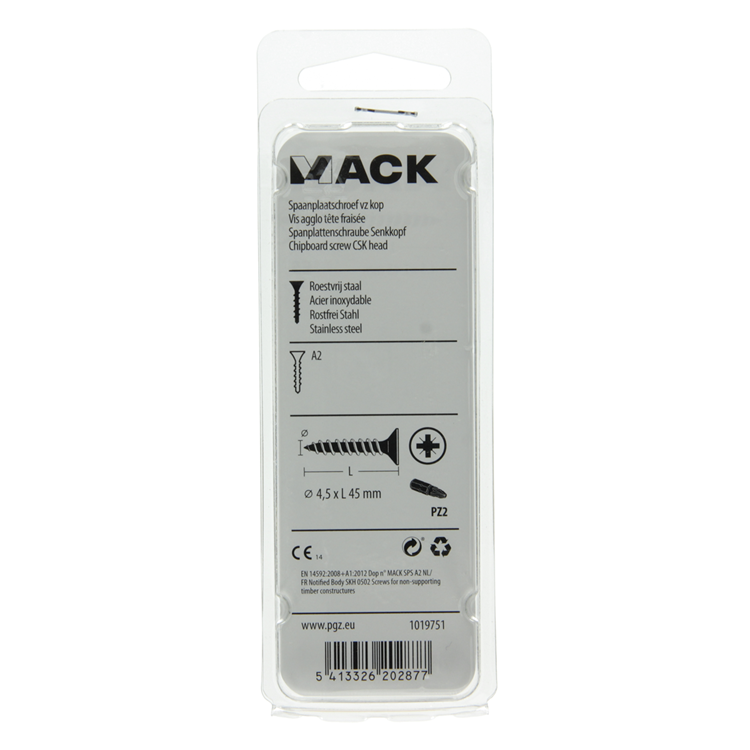 Mack 1019751 - Spanplattenschraube VZ-Kopf Edelstahl 7 Stück 4,5 x 45 mm | 10 Stück