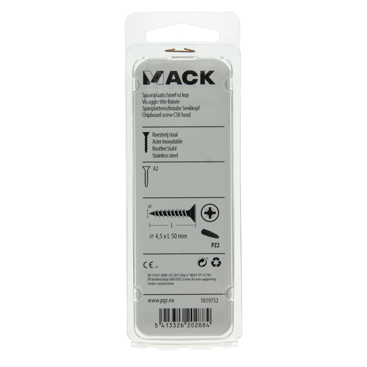Mack 1019752 - Spanplattenschraube VZ-Kopf Edelstahl 6 Stück 4,5 x 50 mm | 10 Stück