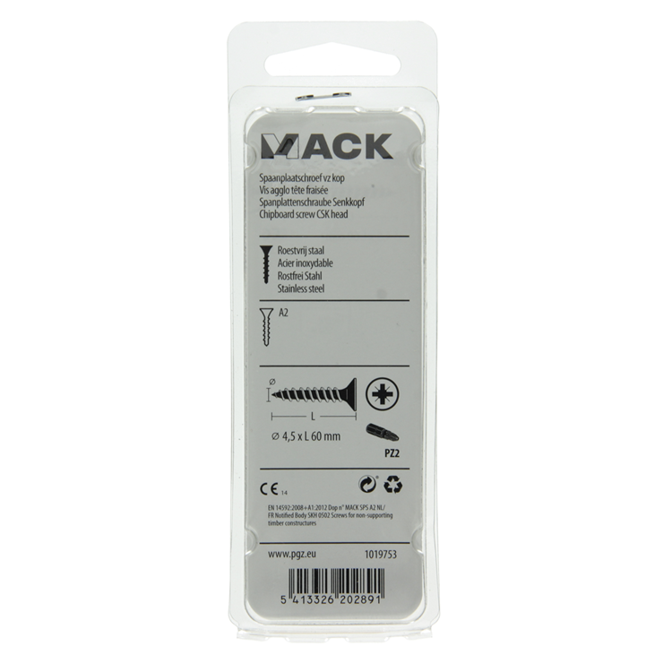 Mack 1019753 - Spanplattenschraube VZ-Kopf Edelstahl 5 Stück 4,5 x 60 mm | 10 Stück