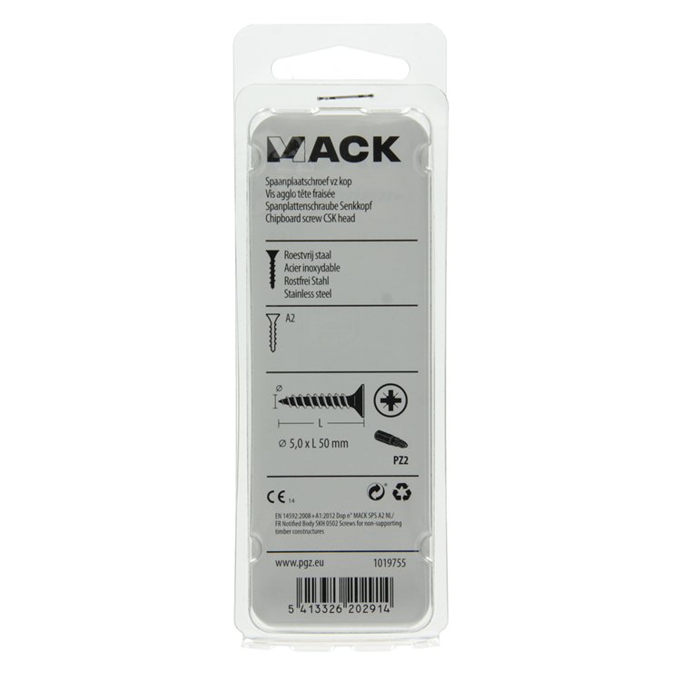 Mack 1019755 - Spanplattenschraube VZ-Kopf Edelstahl 8 Stück 5,0 x 50 mm | 10 Stück