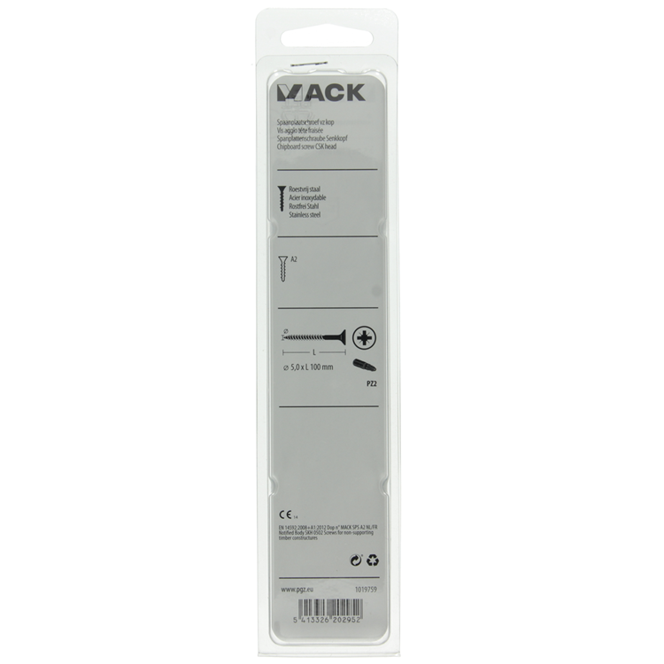 Mack 1019759 - Spanplattenschraube VZ-Kopf Edelstahl 4 Stück 5,0 x100 mm | 5 Stück