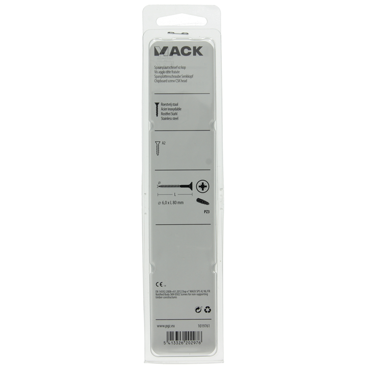 Mack 1019761 - Spanplattenschraube VZ-Kopf Edelstahl 5 Stück 6,0 x 80 mm | 5 Stück