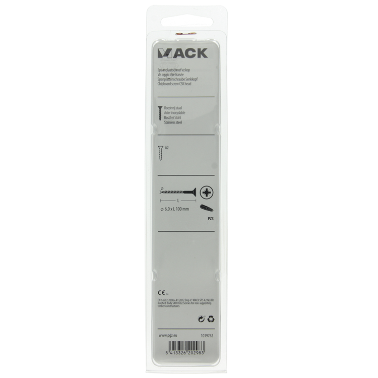 Mack 1019762 – Spanplattenschraube VZ-Kopf Edelstahl 4 Stück 6,0 x 100 mm | 5 Stück