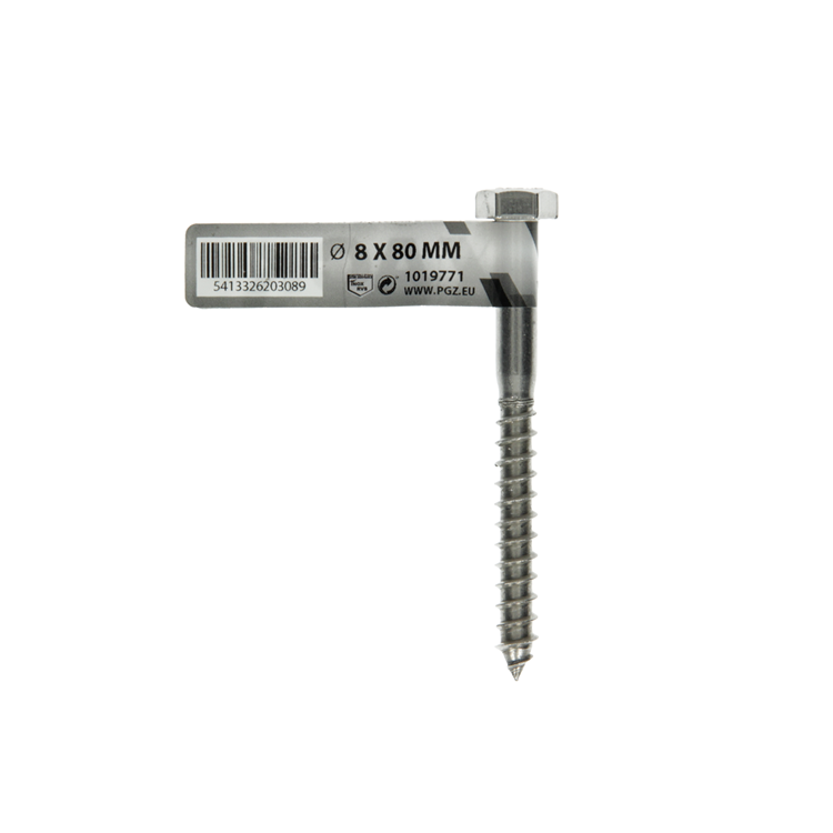 Mack 1019771 - Holzgewindebolzen Edelstahl 1 Stück 8 x 80 mm | 10 Stück