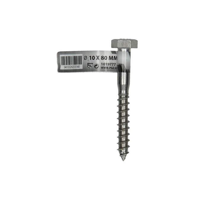 Mack 1019777 - Holzgewindebolzen Edelstahl 1 Stück 10 x 80 mm | 10 Stück