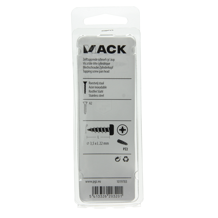 Mack 1019783 - Blechschraube Zylinderkopf A2 11 Stück 3,5 x 22 mm | 10 Stück