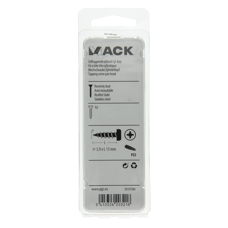 Mack 1019784 - Blechschraube Zylinderkopf A2 12 Stück 3,9 x 13 mm | 10 Stück