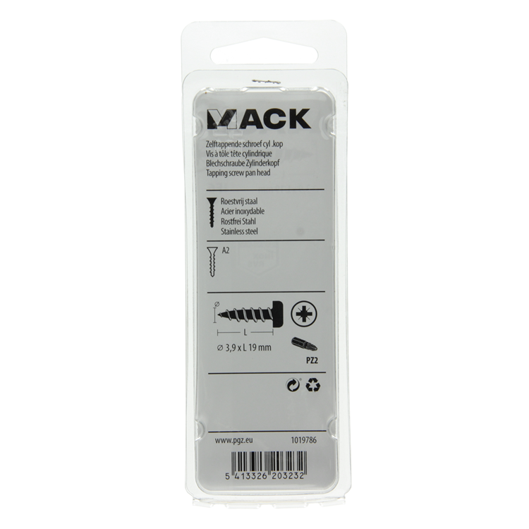 Mack 1019786 - Blechschraube Zylinderkopf A2 10 Stück 3,9 x 19 mm | 10 Stück