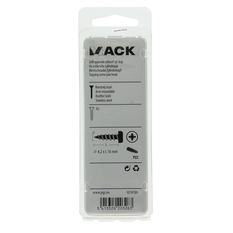 Mack 1019789 - Blechschraube Zylinderkopf A2 11 Stück 4,2 x 16 mm | 10 Stück