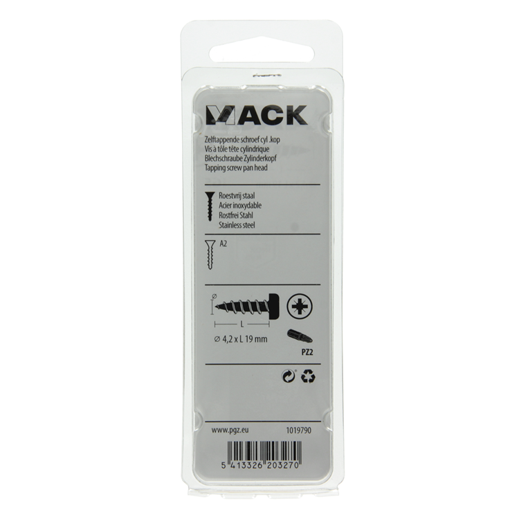 Mack 1019790 - Blechschraube Zylinderkopf A2 10 Stück 4,2 x 19 mm | 10 Stück