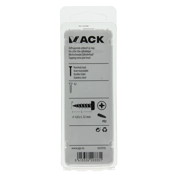 Mack 1019795 - self-tapping screw cylinder head A2 7 pcs 4.8 x 32 mm | 10 Stück