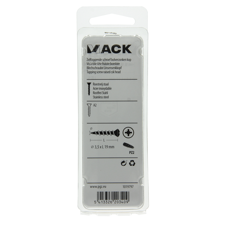 Mack 1019797 - self-tapping screw ball-headed heada2 12pcs 3.5 x 19 mm | 10 Stück
