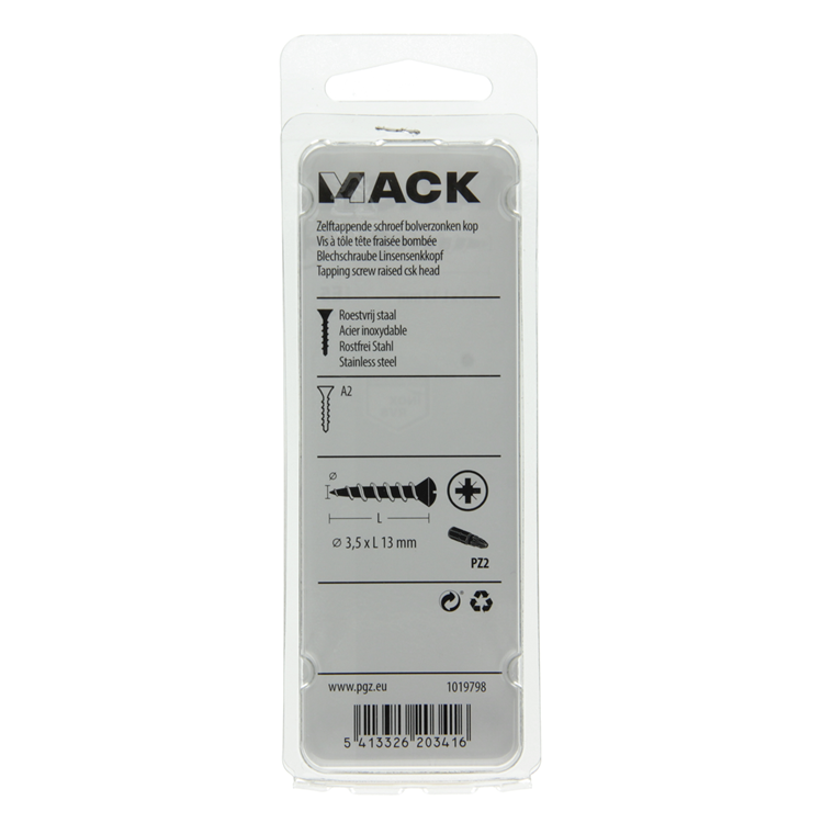 Mack 1019798 – selbstschneidende Schraube mit Kugelkopfa2 14 Stück 3,5 x 13 mm | 10 Stück