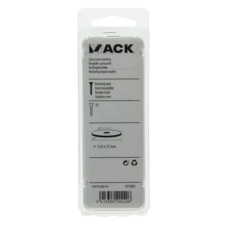 Mack 1019881 - Karosseriescheibe Edelstahl A2 2 Stück 13,0x37 | 10 Stück
