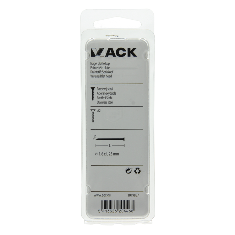 Mack 1019887 - Nagel Flachkopf Edelstahl A2 35 Stück 1,6 x 25 mm | 10 Stück