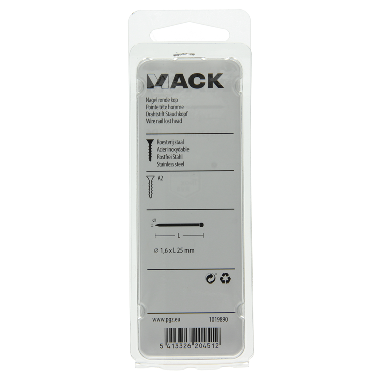 Mack 1019890 - Nagel Rundkopf Edelstahl A2 35 Stück 1,6 x 25 mm | 10 Stück