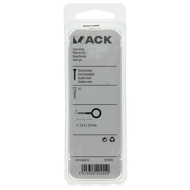 Mack 1019892 - Schraubauge Edelstahl 2 Stück 3,0 x 20 mm | 10 Stück