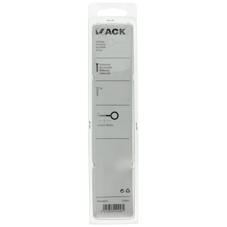 Mack 1019895 - Schraubauge Edelstahl 1 St. 6,0x60 mm | 5 Stück