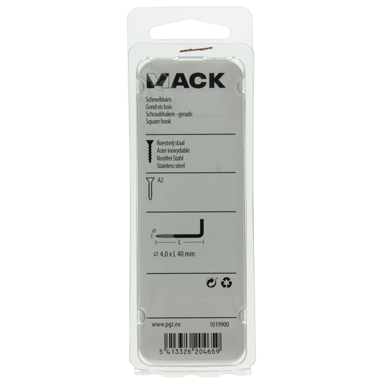 Mack 1019900 - Rändelschraube Edelstahl 3 Stück 4,0x40 mm | 10 Stück
