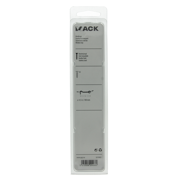 Mack 1019903 - Windhaken Edelstahl 1 Stück 4,5 x 100 mm | 5 Stück