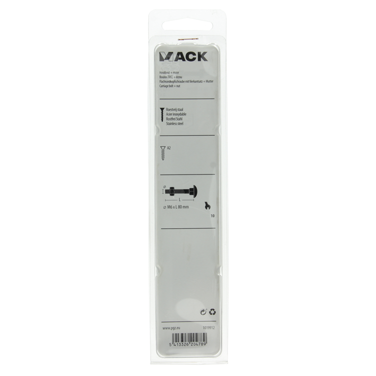 Mack 1019912 - Holzschraube + Mutter Edelstahl 2 Stück M6 x 80 mm | 5 Stück
