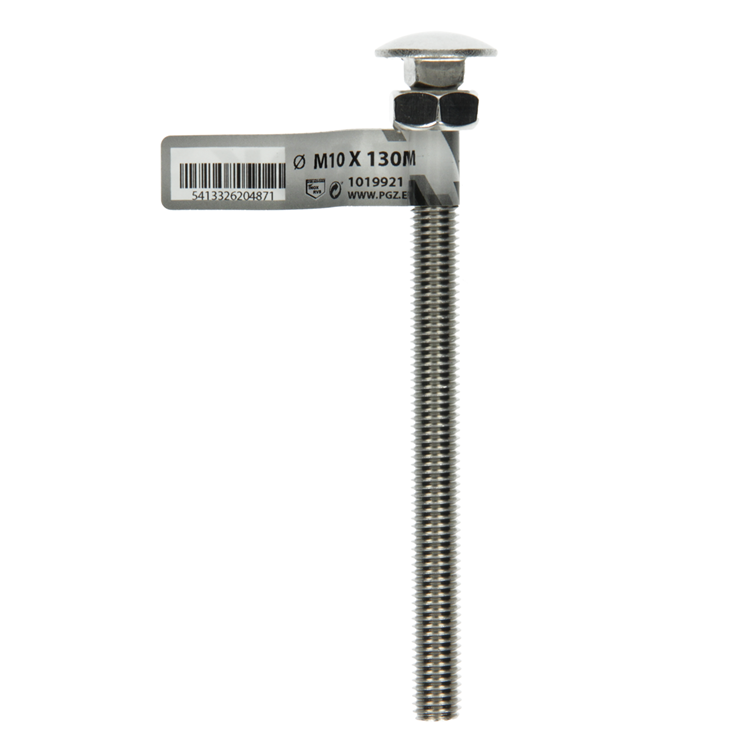 Mack 1019921 – Holzschraube + Mutter Edelstahl 1 Stück M10 x 130 mm | 10 Stück