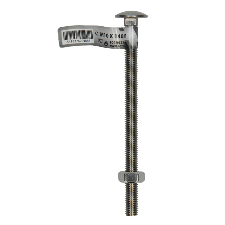 Mack 1019922 – Holzschraube + Mutter Edelstahl 1 Stück M10 x 140 mm | 10 Stück