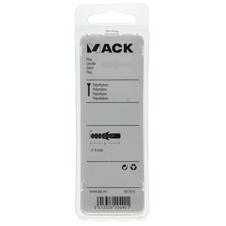 Mack 1017878 - Stopfen Polyethylen 50 Stück 4 mm | 10 Stück