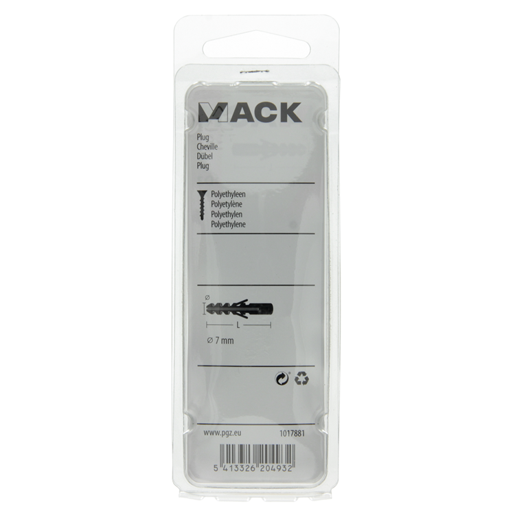 Mack 1017881 - Stopfen Polyethylen 20 Stück 7 mm | 5 Stück