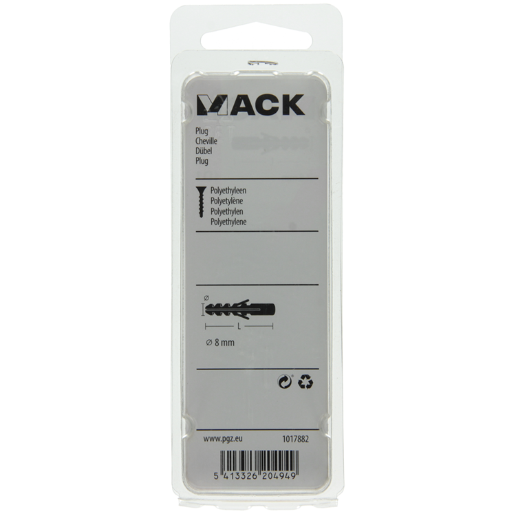 Mack 1017882 - Stopfen Polyethylen 15 Stück 8 mm | 5 Stück