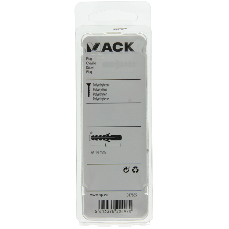 Mack 1017885 - Stopfen Polyethylen 4 Stück 14 mm | 5 Stück