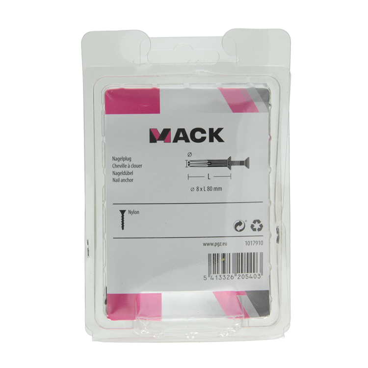 Mack 1017910 - Nylon Nageldübel Polyamid 8 St 8 x 80 mm | 5 Stück