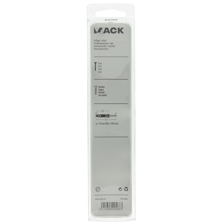Mack 1019940 – Keilbolzen mit Gewindebolzen. verzinkt2 Stück m8 x 100 mm | 5 Stück
