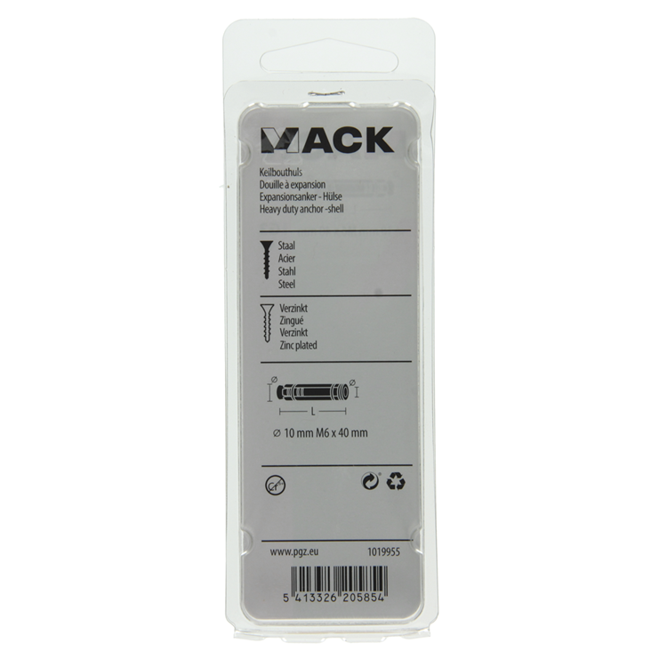 Mack 1019955 - Keilbolzenhülse verzinkt 4 Stück M6 x 40 mm | 10 Stück