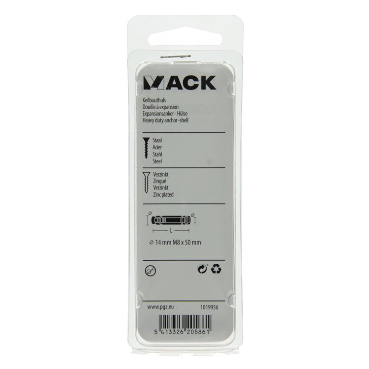 Mack 1019956 - Keilbolzenhülse verzinkt 2 Stück M8 x 50 mm | 10 Stück
