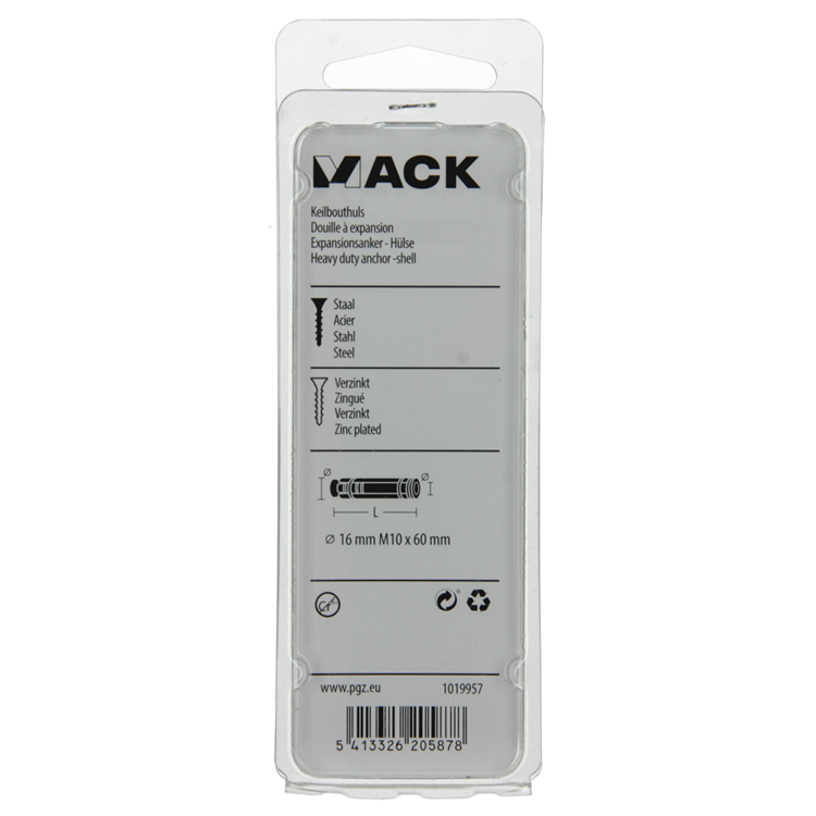 Mack 1019957 - Keilbolzenhülse verzinkt 2 Stück M10 x 60 mm | 5 Stück